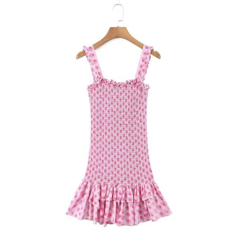 Floral Pink Ruffle Dress. - Picture 4 of 4